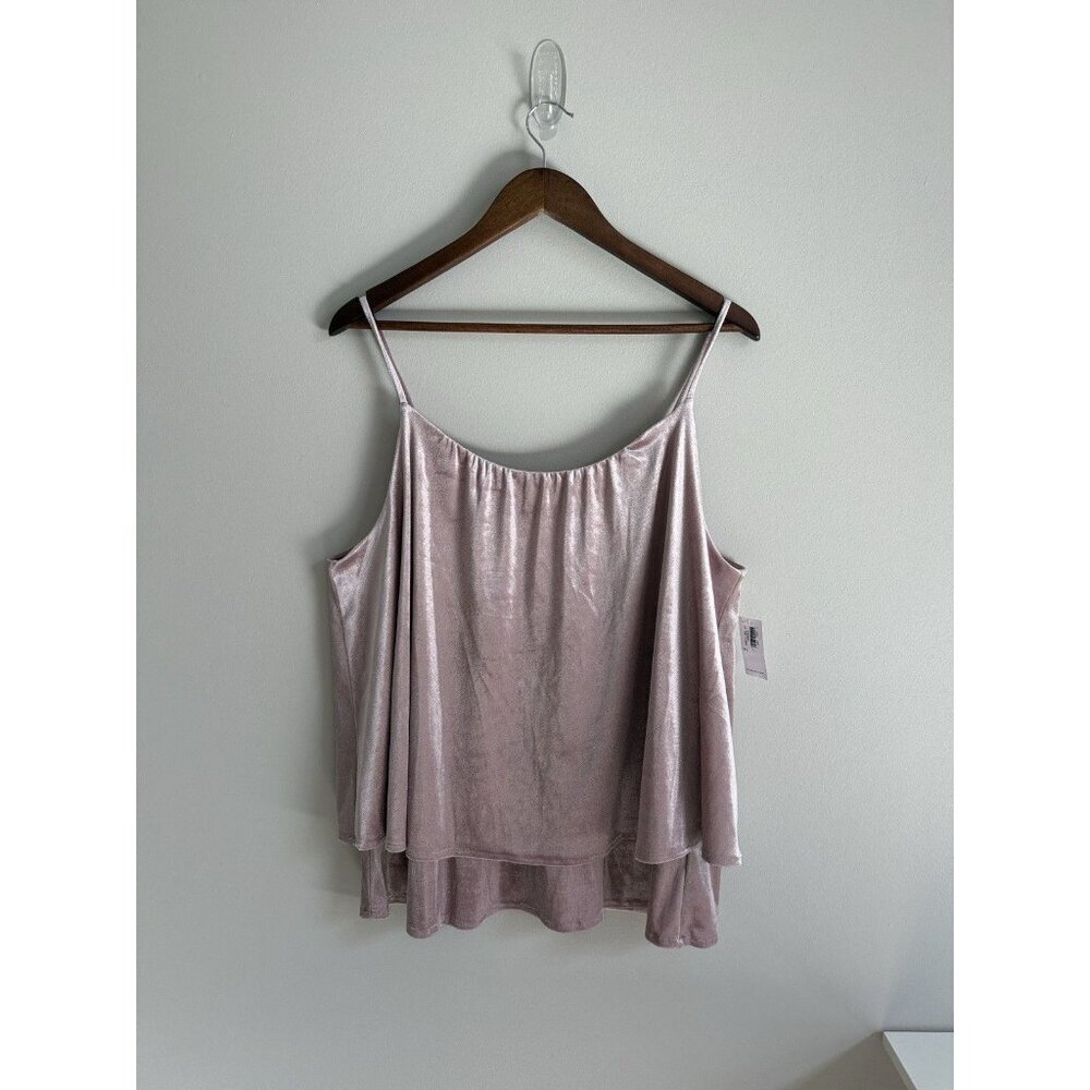 Y2K Old Navy Women’s XL Velvet Spaghetti Strap Tank Top Pink Romantic Fairy Core - Picture 2 of 11